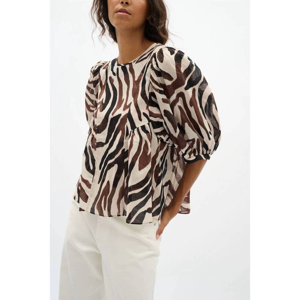 NEW INWEAR rosaliew crew neck blouse in haze zebrah